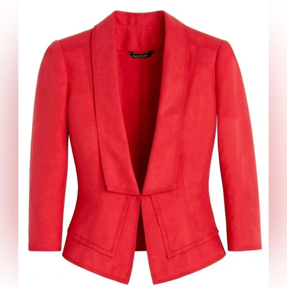 White House, Black market size 6 linen blend blazer coral color - Picture 10 of 14